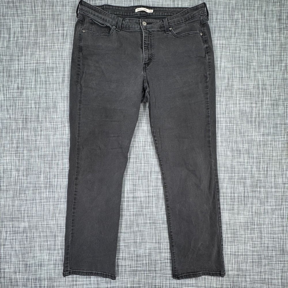 Levis 414 Classic Straight Jeans Womens 18W Plus High Rise Faded Black Denim